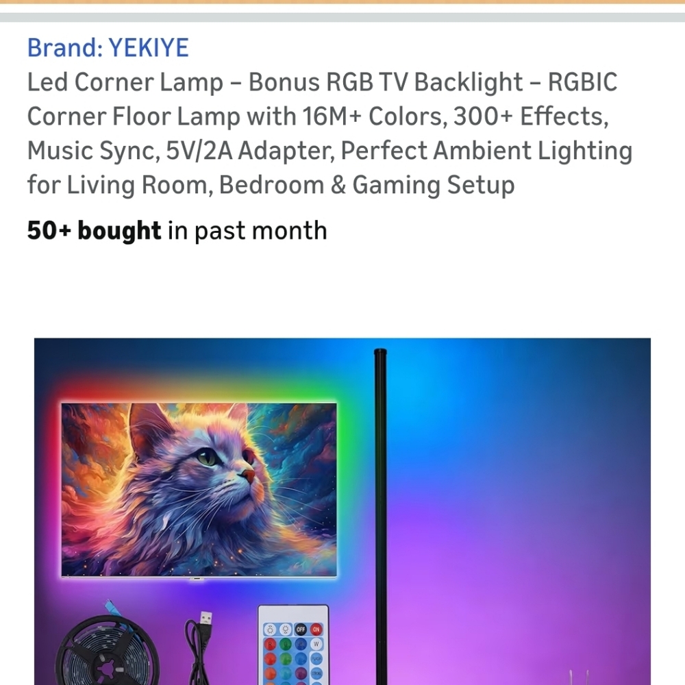 RGBIC Corner Floor Lamp with Remote